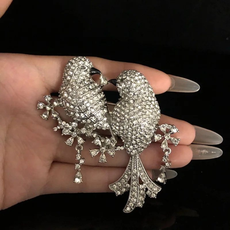 

Heavy Industry Zircon Bird Brooch Women's Suit Accessories Pin Couple Love Bird Corsage
