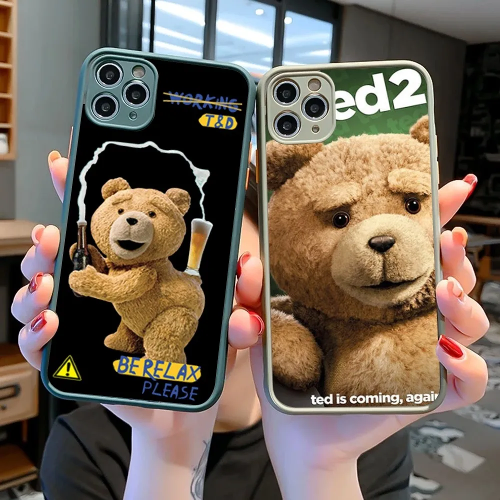 

Cute Teddy Bear Beer Phone Case For IPhone 14 11 12 13 Mini Pro Max 8 7 Plus X XR XS MAX Translucent Matte Cover