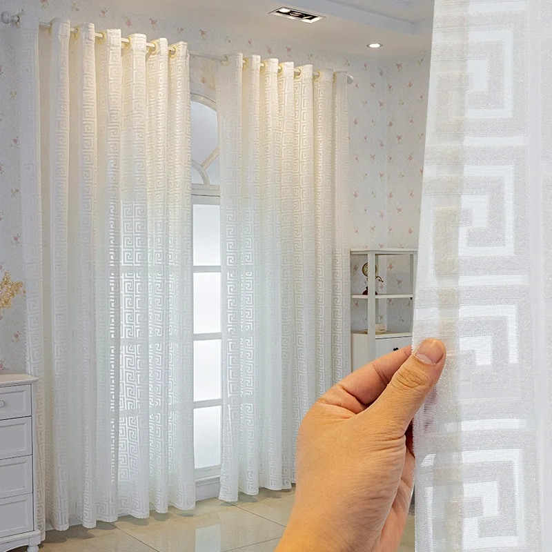 Luxury European Thickened Window Curtain, Light Luxury Design, Transparent Drapes for Balcony & Large Windows, Heat Insulation &
