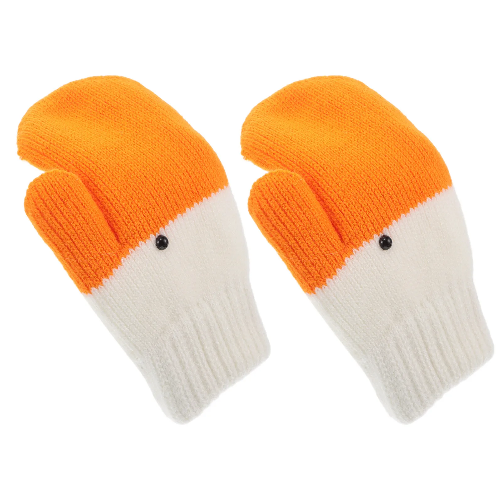

1 Pair Funny Knitted Gloves For Women Warm Thick Lined Winter Mittens Windproof Cold Weather Protection Yellow Yarn Gloves