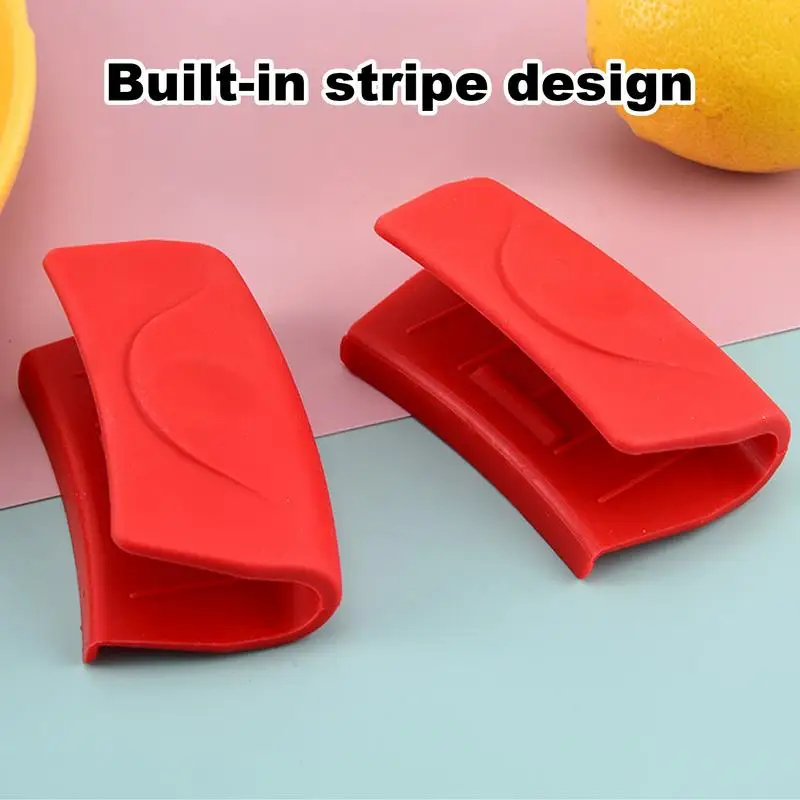 Pot Handle Covers Heat Resistant 2PCS Thick Silicone Insulated Hand Clip Non-slip Removable Pot Frying Pan Handle Grip For