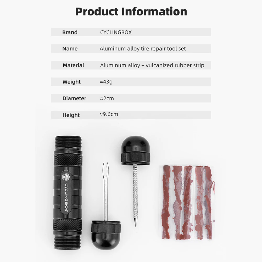 CYCLINGBOX دراجة لايحتاج الإطارات طقم تصليح سبائك الألومنيوم إطارات الدراجة المطاط المشارب أدوات معدات ركوب الدراجات
