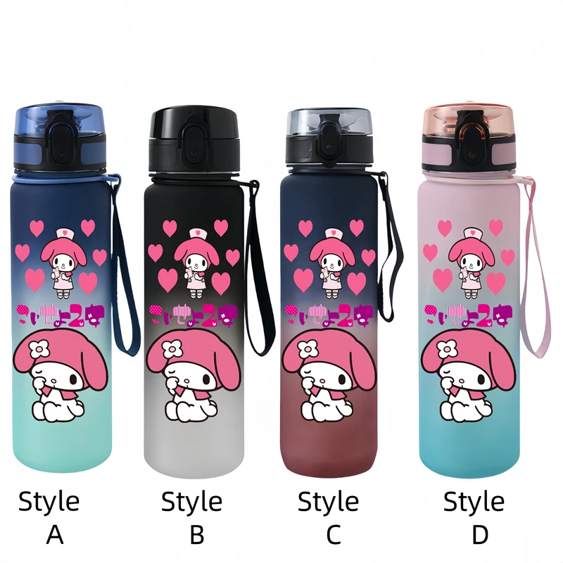 Sanrio 650ml Cartoon Characters Portable Water Cup Large Capacity Outdoor Sports Plastic Leak-proof Water Bottle Children\'s