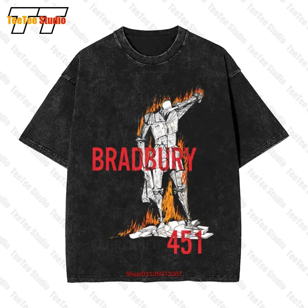 

Винтажная футболка большого размера по Фаренгейту 451, Рэй Брэдбери, дистиопские любители книг, комфортные цвета, окрашенная одежда CA2W