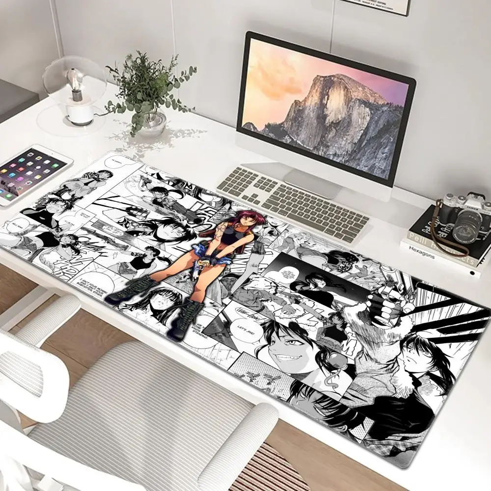 Anime Mousepad Black Lagoon Large Gaming Mouse Pad LockEdge Thickened Computer Keyboard Table Desk Mat 90x40cm Gamer Mousepad
