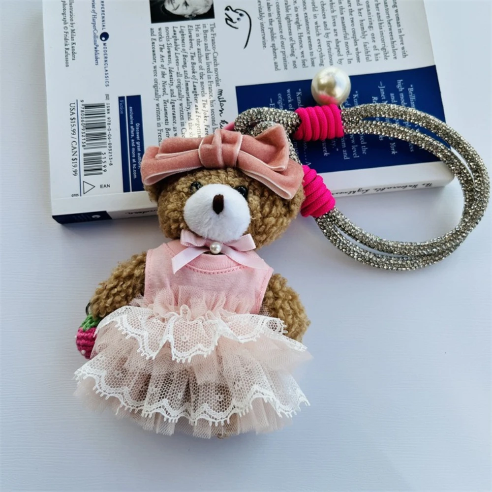

Korean version of the original handmade cute sarong bear bag pendant mobile phone rope colour rope doll pendant dolls