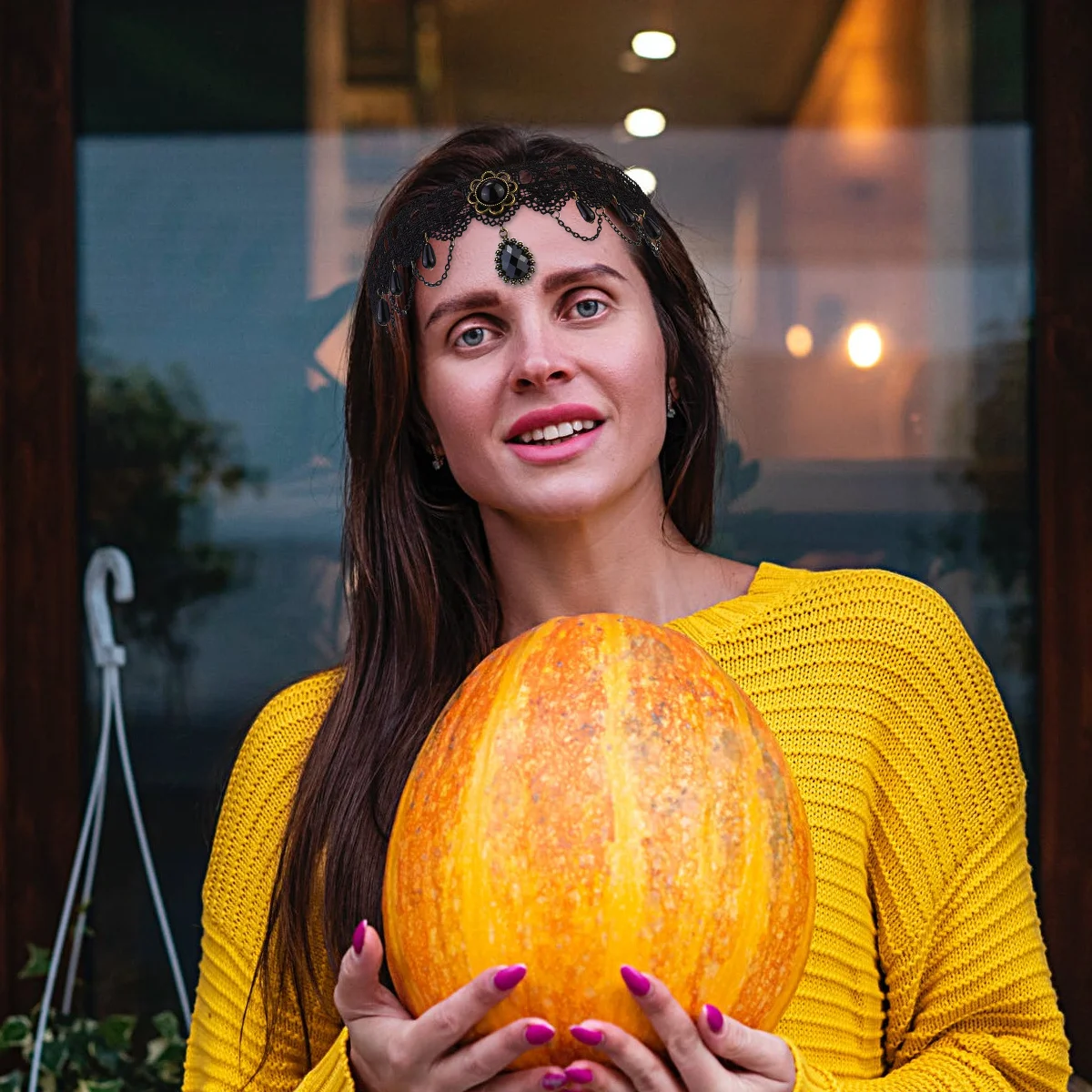 

Halloween Headband Lace Forehead Band Black Elegant Women Dress Up Lightweight Soft Stretchy for Party Prom Stage Performance