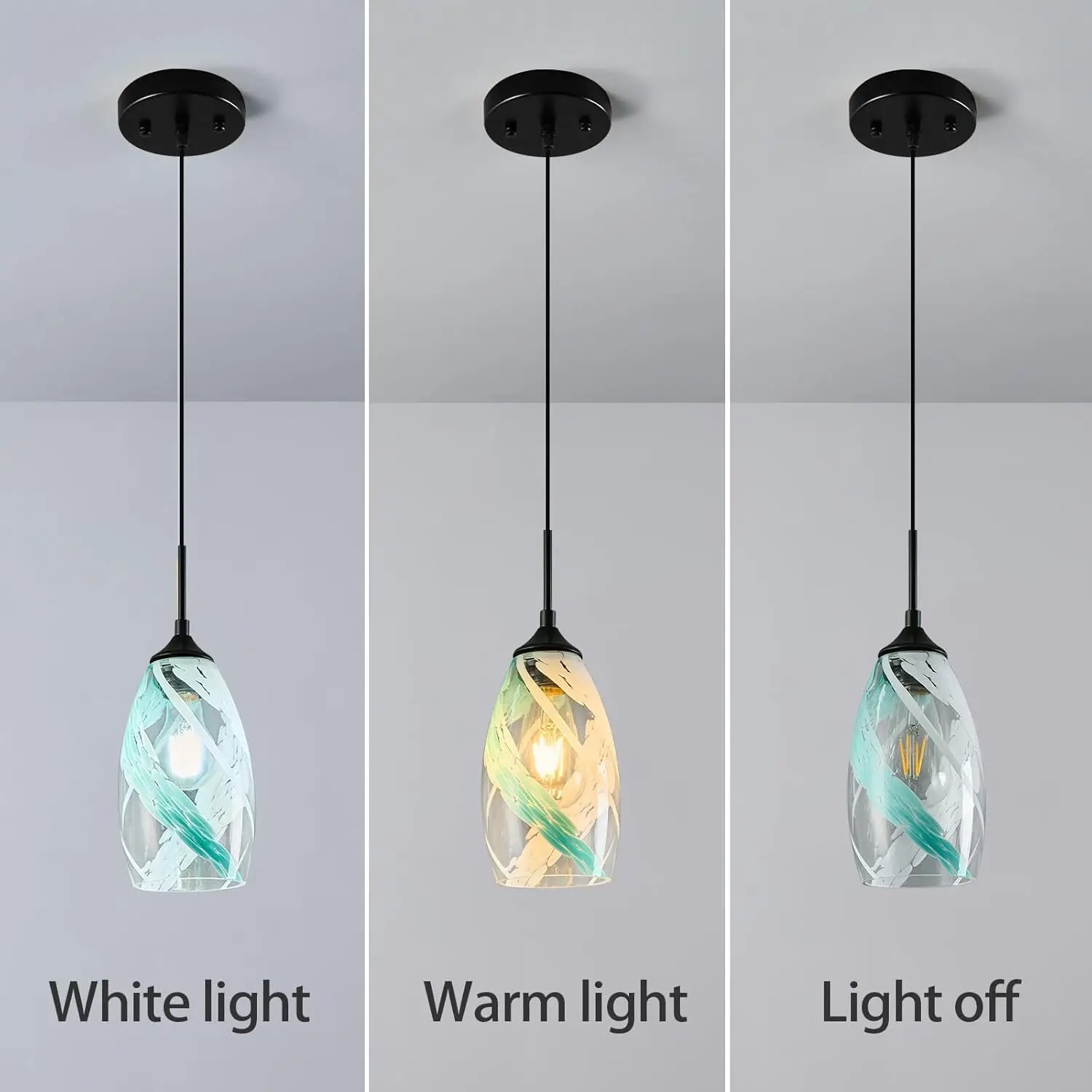 Lámpara colgante de vidrio transparente, miniluces colgantes de Isla de cocina, accesorios de iluminación modernos con acabado negro, accesorios de iluminación ajustables