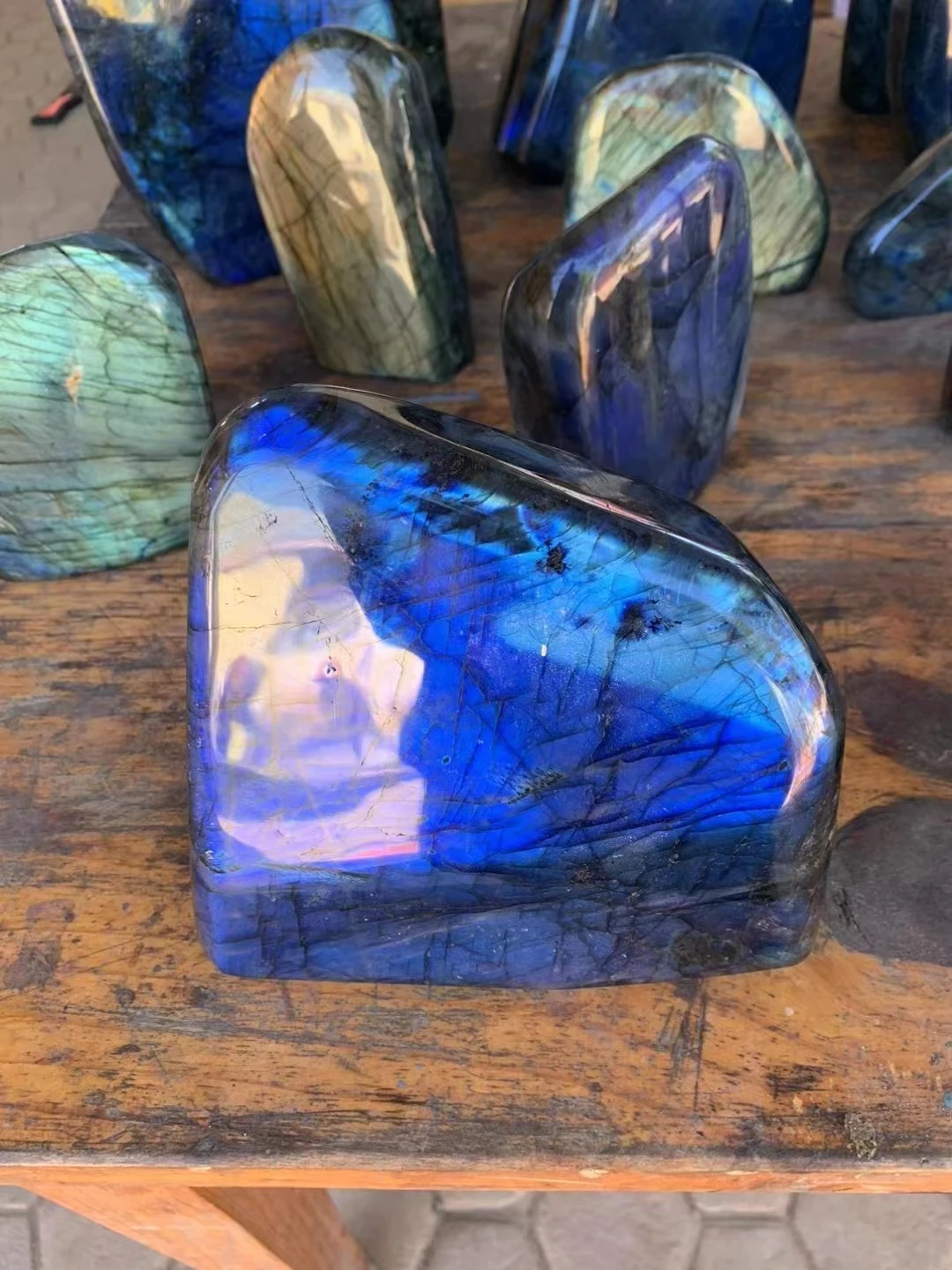 100g-1600g Natural Crystal Blue and violet Moonstone Raw Gemstone Ornament Polished Quartz Labradorite Decorating Stone Healing - Image 2