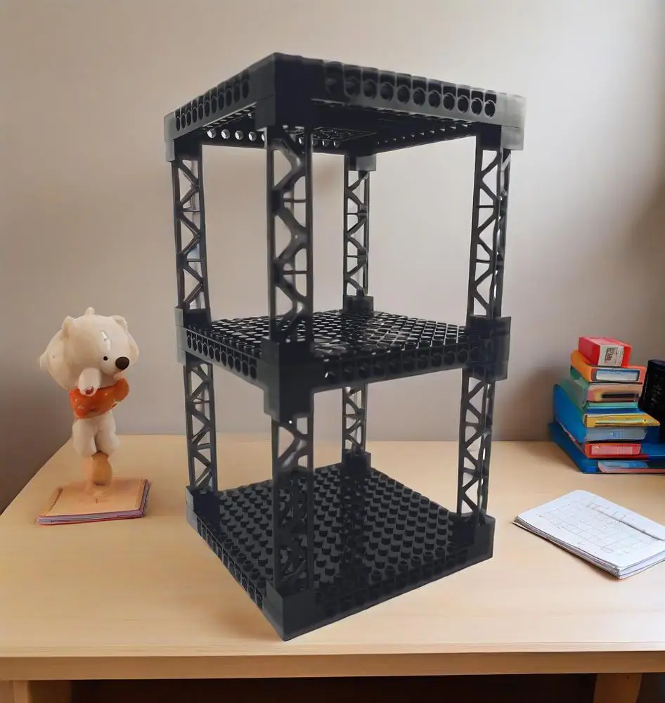 مكعبات بناء متعددة الوظائف قابلة للتكديس متعددة الطبقات رف تخزين سطح المكتب مقلد بطابقين عسكريين 16 × 16 لوحة دعم Girde