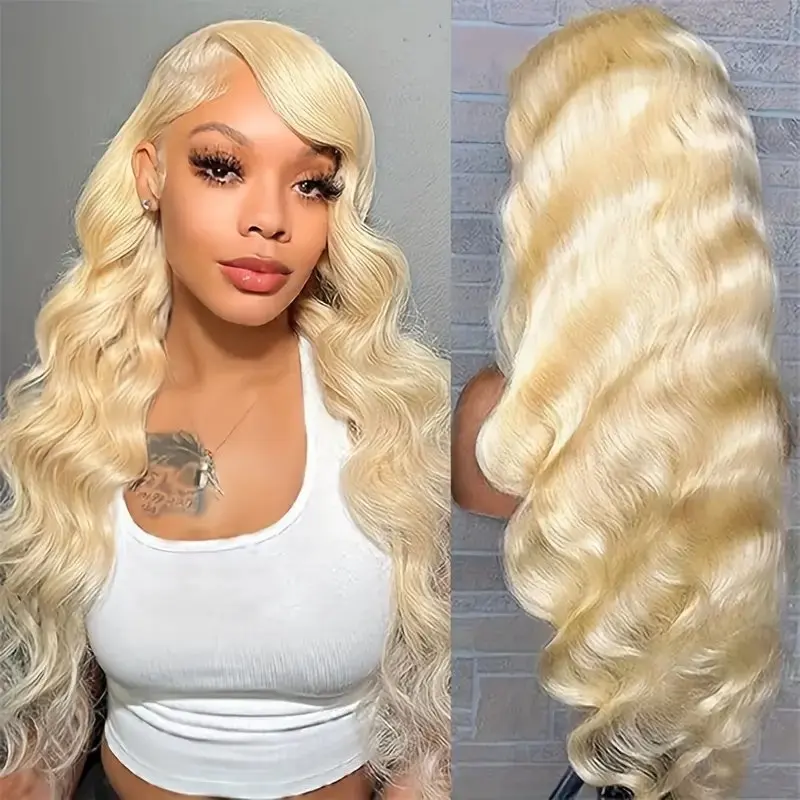 38 Inch Frontal 613 Blonde Colored 13x6 HD Lace Body Wave Water Wave Pre-plucked For Women Human Hair Wig 150 Density