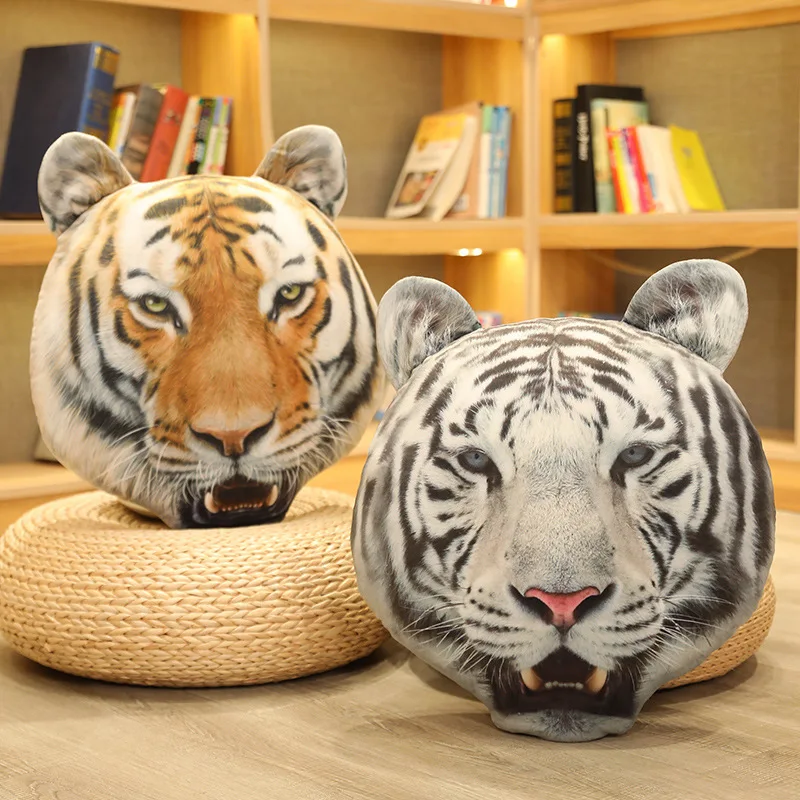 Artificial Tiger Head Plush Toys Imitation Office Sofa Back Chair Stuffed Cushion Emulational Funny Sleeping Plush Pillow