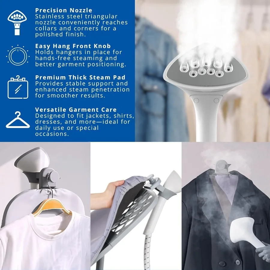 مكواة بخار كاملة للملابس مع لوحة دوارة كبيرة ذات إيقاف تلقائيًا ذكية لشاشة LED المريحة و6 إعدادات للبخار ممتازة