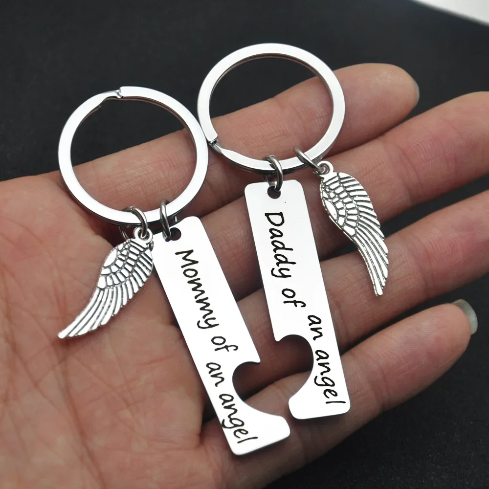 Baby Memorial Keychain Pendant Metal Infant Loss Miscarriage Sympathy Gift Key Chain Keyrings Mommy Daddy of An Angel