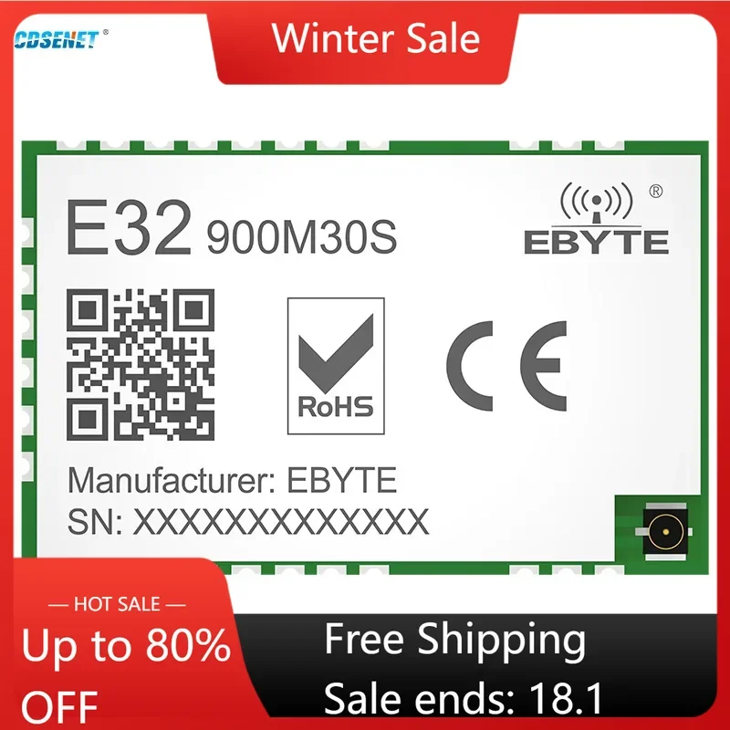 SX1276 868MHz 915MHz Lora Module Thu Rf CDSENET E32-900M30S 30dBm 10Km SMD Thu Phát Rf Cho IPEX Tem lỗ Ăng Ten