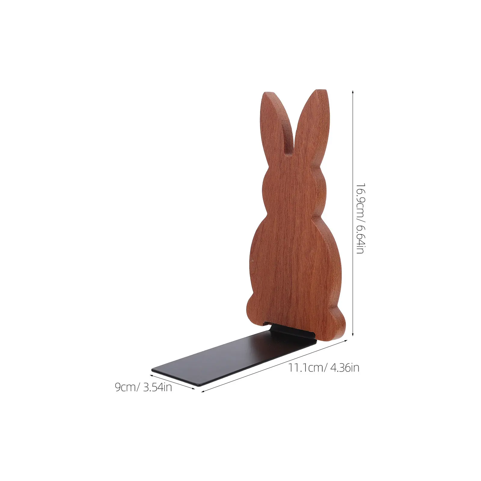 Wooden Bunny Bookends Set Cute Animal Desk Organizer Rustic Wood Book Holder for Shelf Desktop Bookshelf Decor Nursery Office