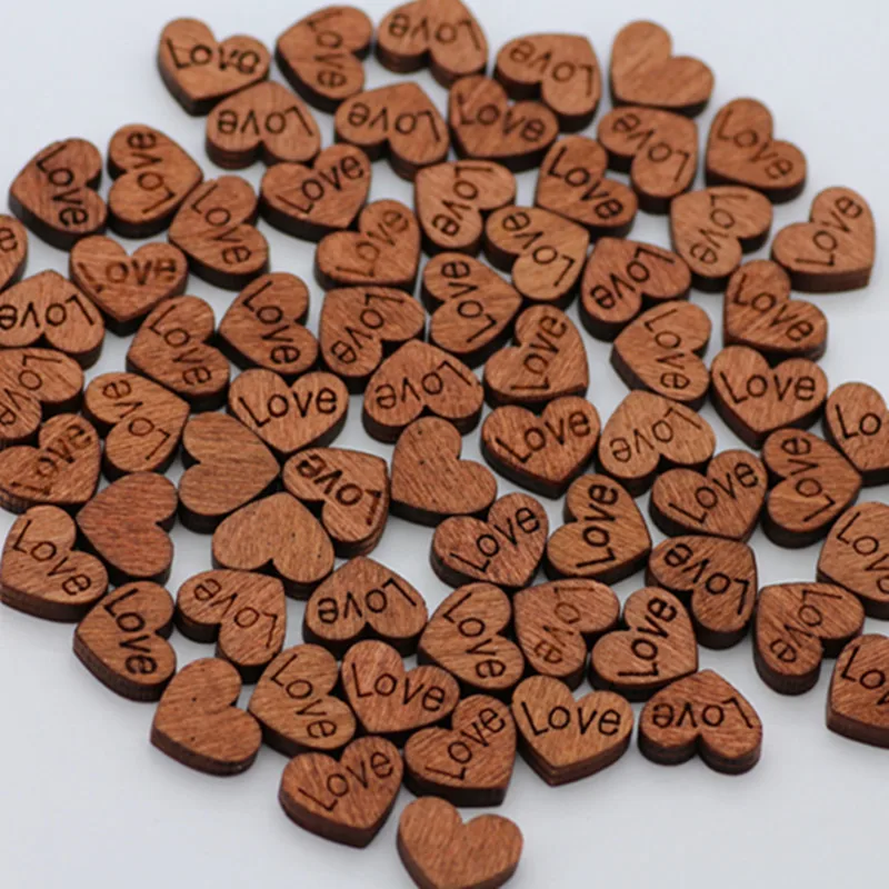 100Pcs Rustic Wedding Party Decoration Mini Wooden Love Heart DIY Crafts Table Scatter Scrapbooking Valentines Gifts Decor