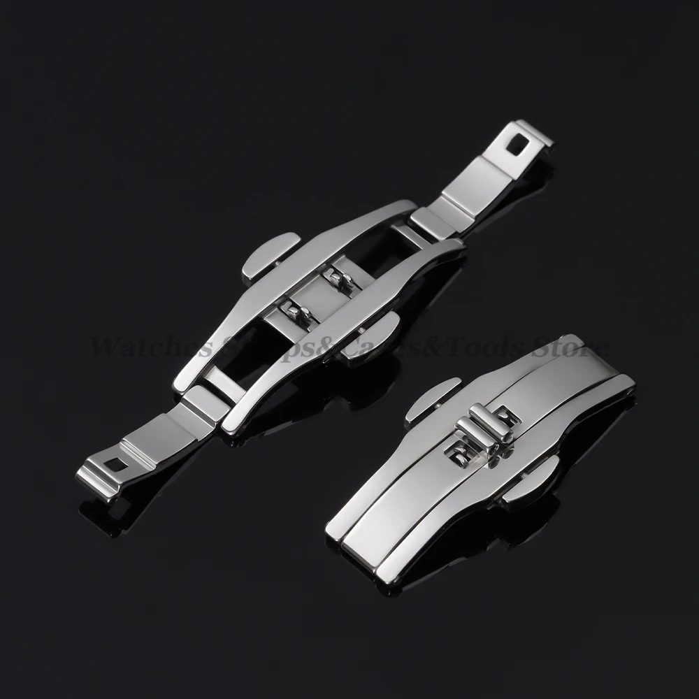 4/5mm 6mm Stainless Steel Watch Clasp for Longines for Orient Double Push Butterfly Watch Band Silver Buckle Button Accessories