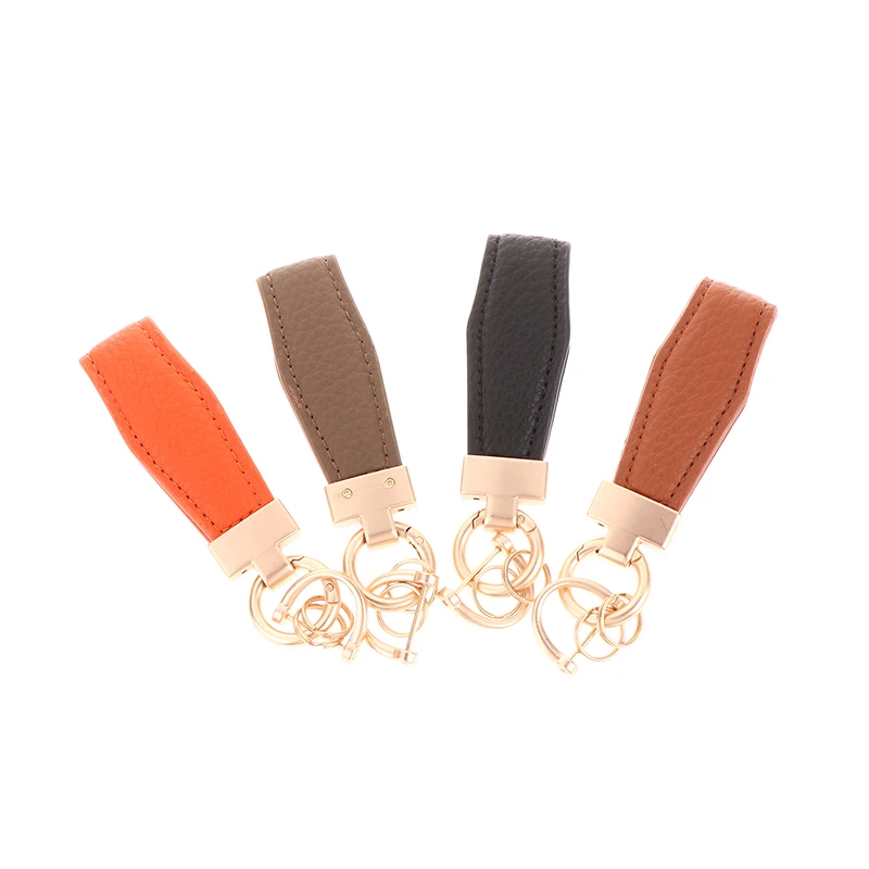 1Pc PU Leather Multiple Colors Plaid Keychain Women Men Buckle Car Key Ring Chain Holder Jewelry Gift Car Accessories image 5