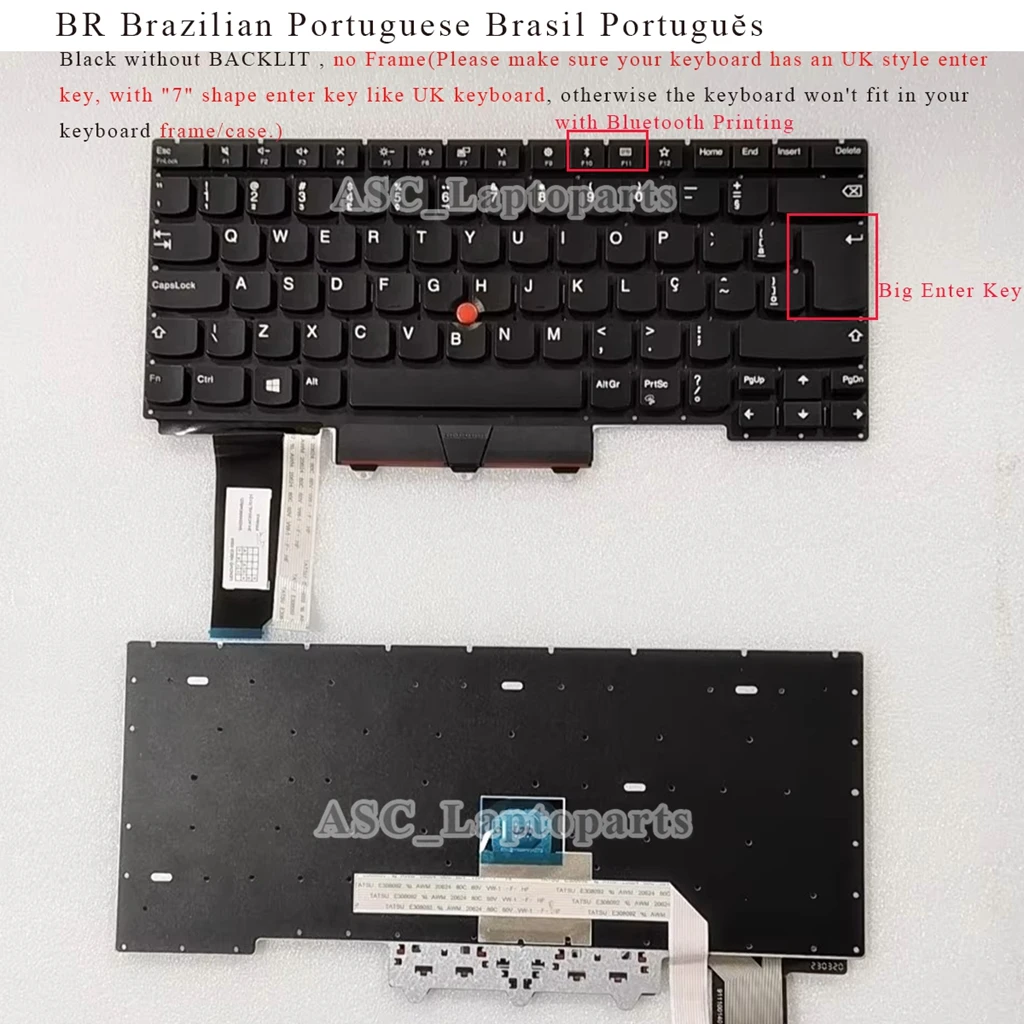 New Brazil Portuguese Keyboard for Lenovo Thinkpad E14 GEN2 E14 GEN3 E14 GEN4 R14 Gen 3 Gen 4 , S3 Gen2 Series BACKLIT No Frame