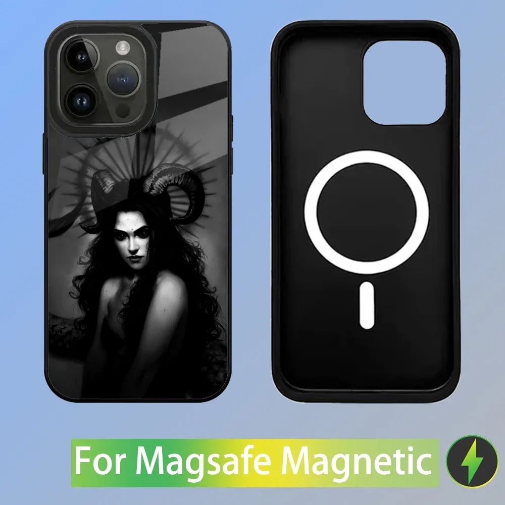 Чехол для телефона Gothic Witch Satan для iPhone 15,14,13,12,11, Plus, Pro, Max Mini Magsafe с магнитной беспроводной зарядкой