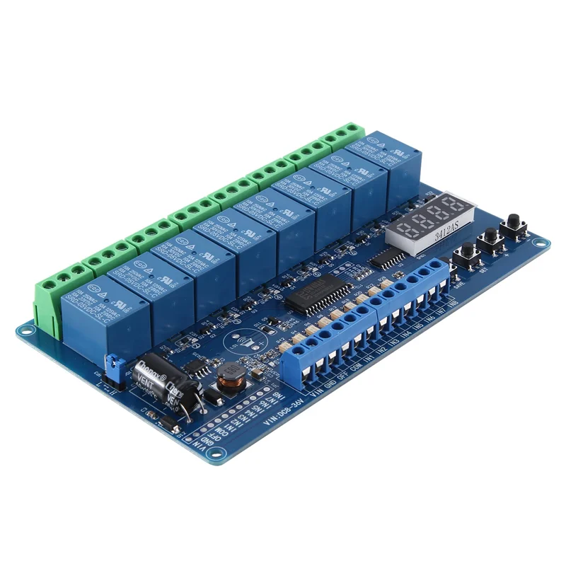 ABKQ-Relay واجهة لوحة تركيبية 8-قناة متعددة الوظائف تأخير الوقت التتابع واجهة لوحة تركيبية مع ضوء زوجين العرض الأحمر