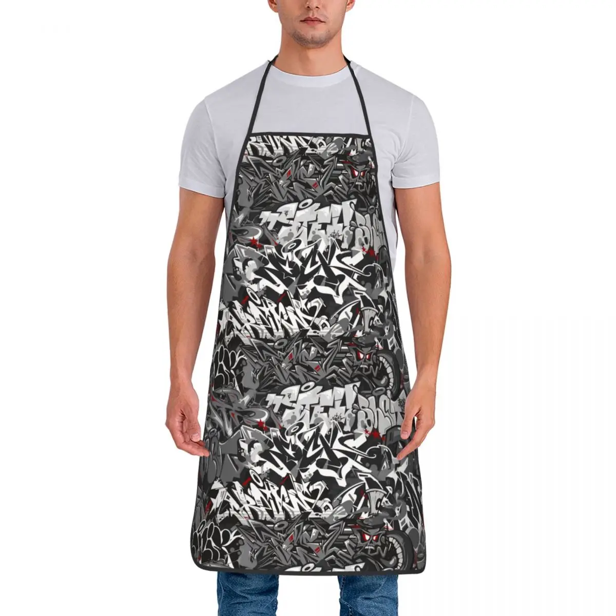 Funny Street Art Illustration Cooking Master Bib Aprons Kitchen Chef Graffiti Art Pattern Tablier Cuisine Baking Painting