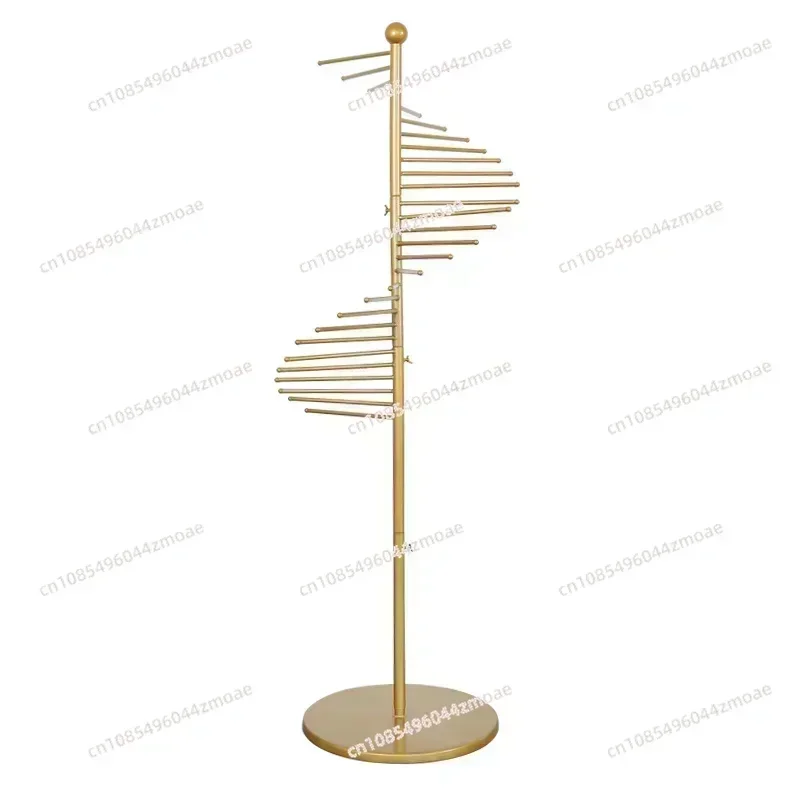 170 cm Golden Scarf Shelf Floor Display Rack Creative Hanging Silk Scarf Display Rack Clothing Store Multi-functional Round