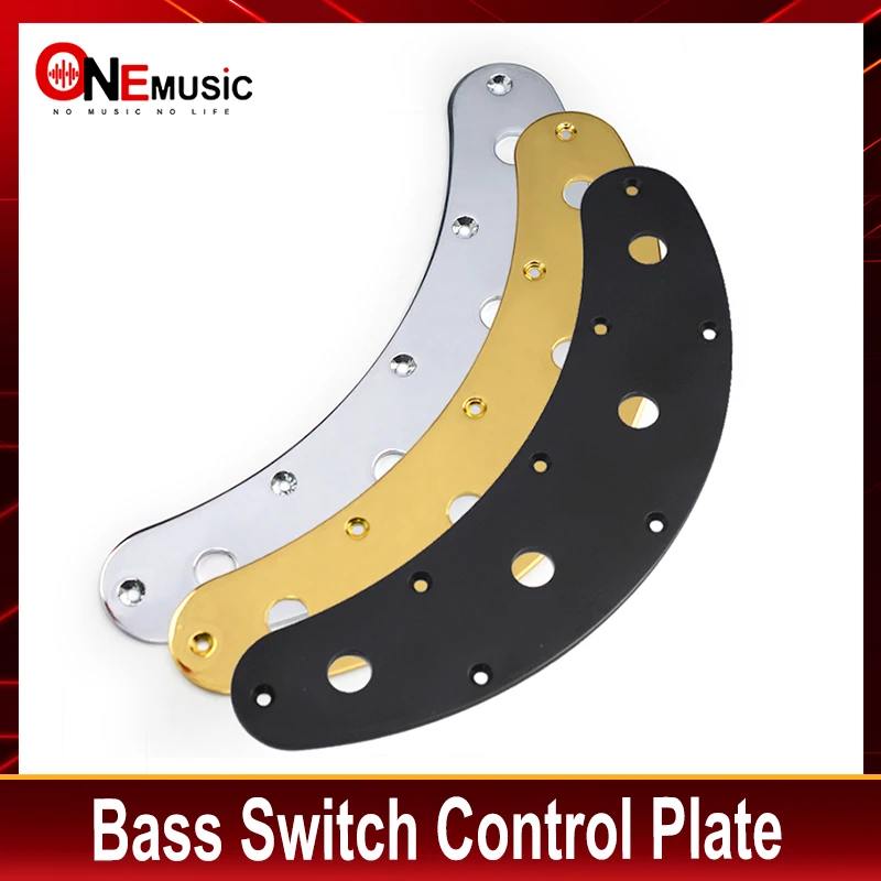 Bass Switch Control Plated Curved 8 Hole 3 Pot Hole for Bass Guitar Metal Plate Black/Gold/Chrome