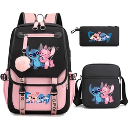 Cartoon 3pcs Lilo & Stitch plecaki Cosplay Unisex szkolna torba patchworkowa pojemność książeczka na laptopa plecak podróżny