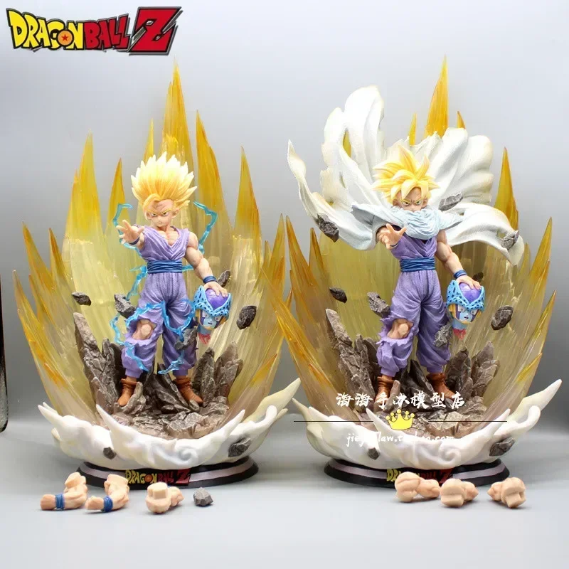 41cm Dragon Ball Sun Gohan Super Saiyan Vs Shahru 1/6 Cape Versio Glow Super Two Anime Figures Model Ornaments Collect Toy Gift