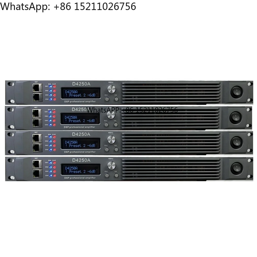 1U 4 Channel Power Amplifier Digital DSP Professional Amplifier for Dual 18