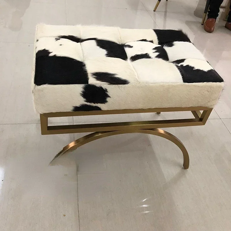 Home living room gilded leather low stool Hong Kong luxury toilet stool pedal