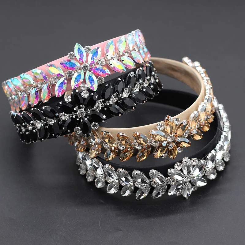 

Handmade Baroque Women Hair Accessories High Quality Full Crystal Padded Bridal Tiara Wedding Headband 724