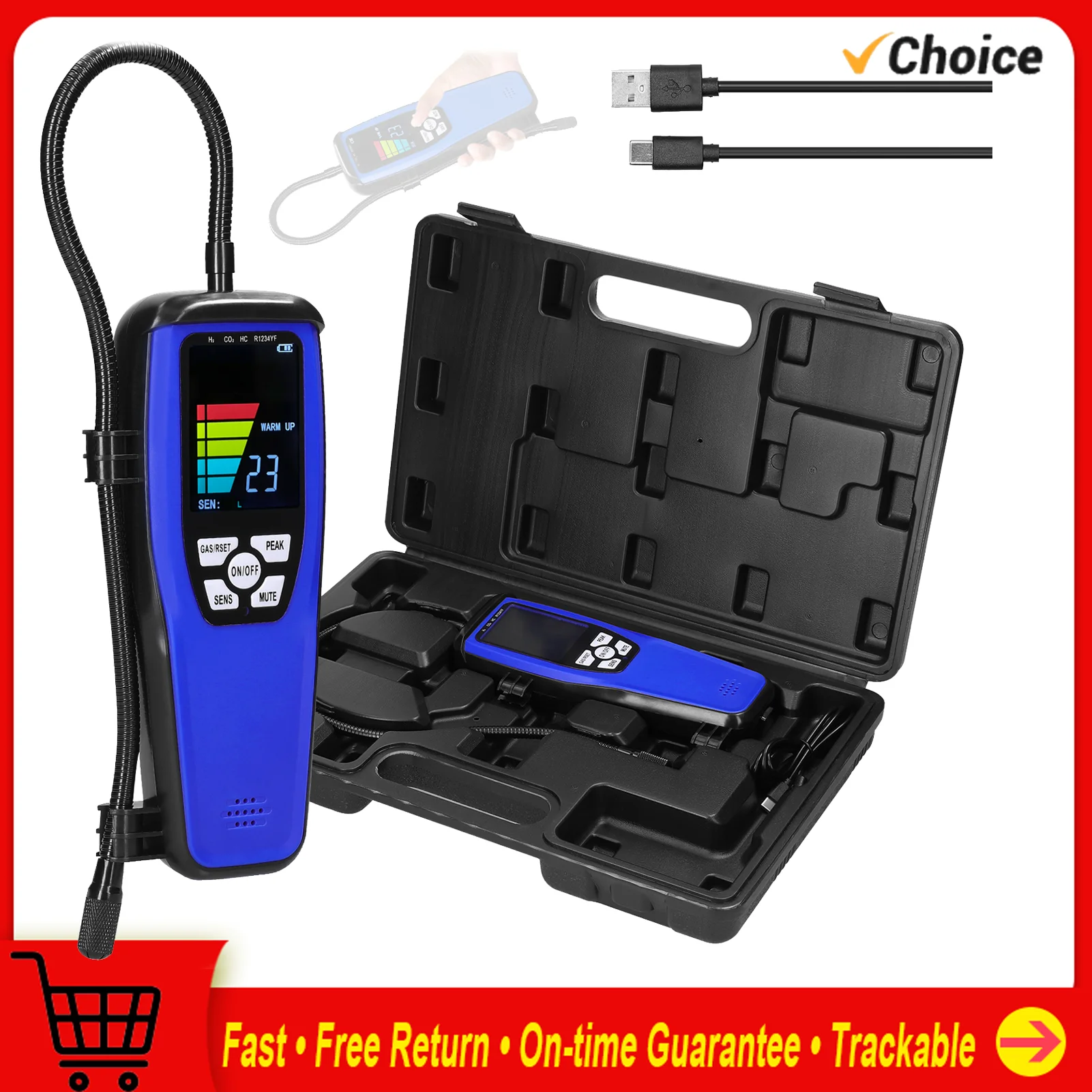 Handheld Combustible Gases Leak Detector Natural Gases Leakage Tester Portable Combustible Gases Concentration Test Meter