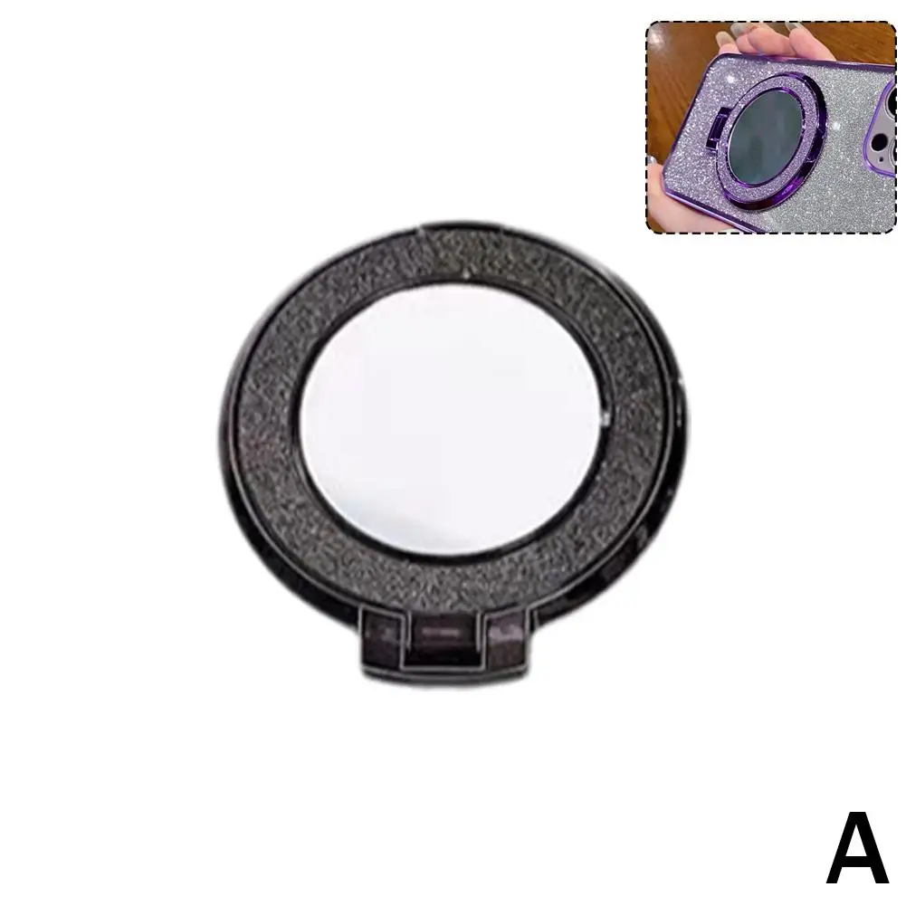 Grip Magnetische Telefon Halter Rotierenden Runde Spiegel Glitter Bling Halter Für IPhone Handy Halter R3T7