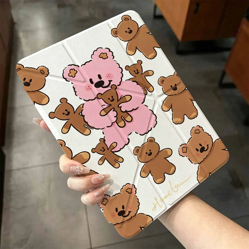 Hot Sale Pink Teddy For IPad Mini Air Pro 13 12.9 11 10.9 10.5 10.2 9.7 8.3 7.9 inch 5 6 7 8 th Pen Slot Tablet Case