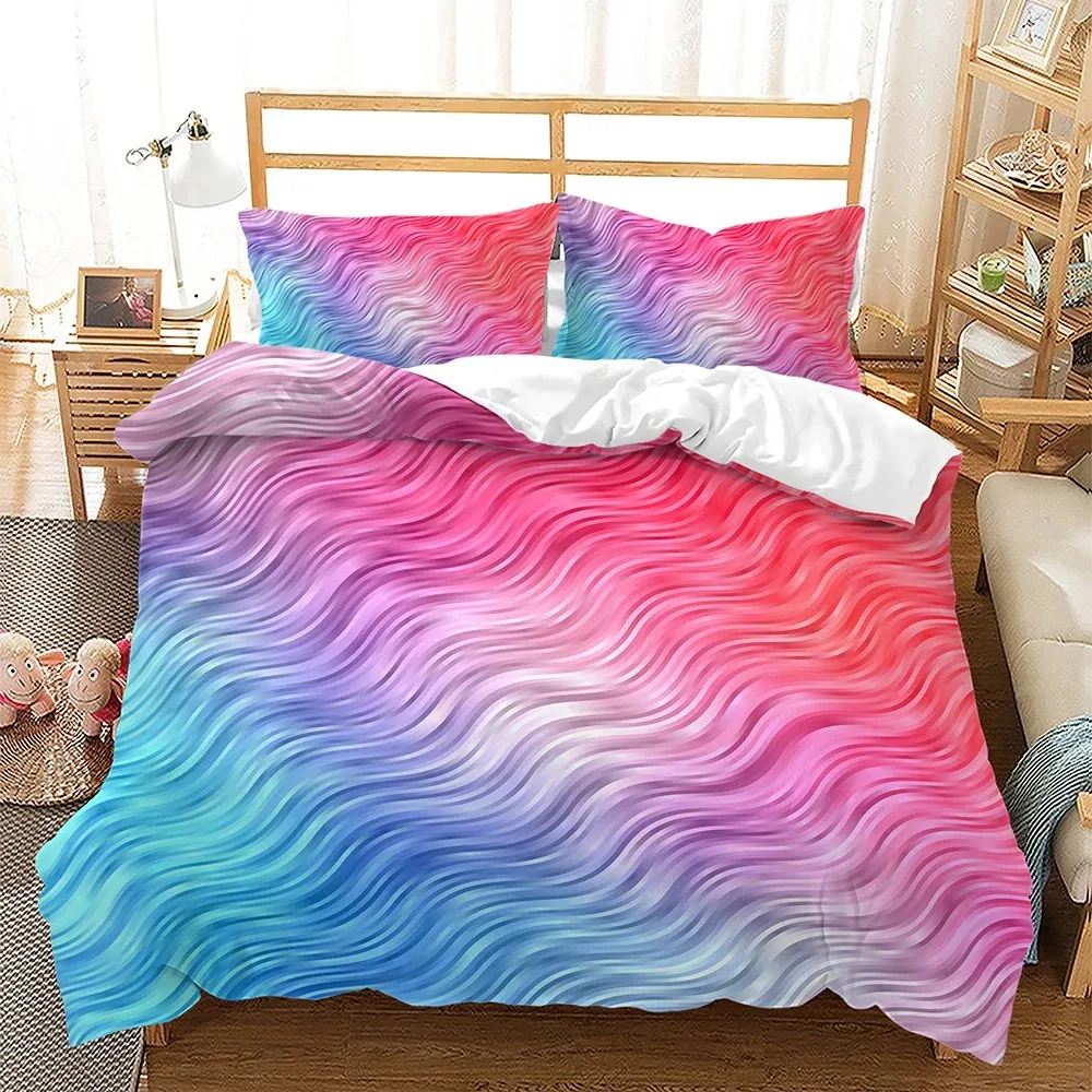 Rainbow Bright Gradient Colours Duvet Cover Bedding Set Quilt Cover Pilowcases Single Double TwinQueen For Girls Women Gifts