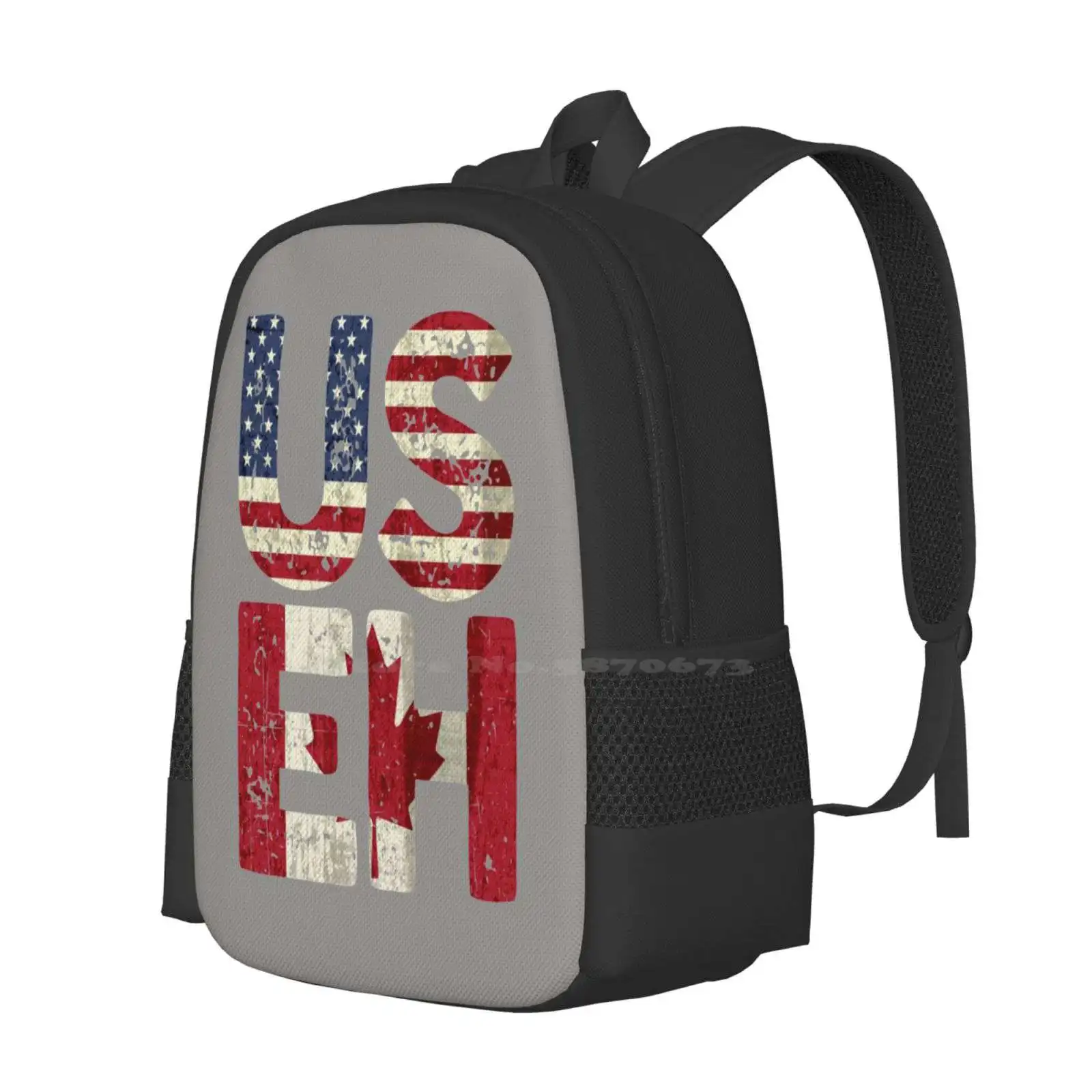 Canada Us Eh American Canadian Flag Vintage America Colors Patriotic Gifts Hot Sale Backpack Fashion Bags Useh Distressed