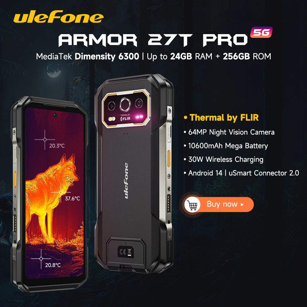 Ulefone Armor 27T Pro 5G Rugged Phone 10600mAh Smartphone Android 14 50MP+64MP Night Camera 6.78