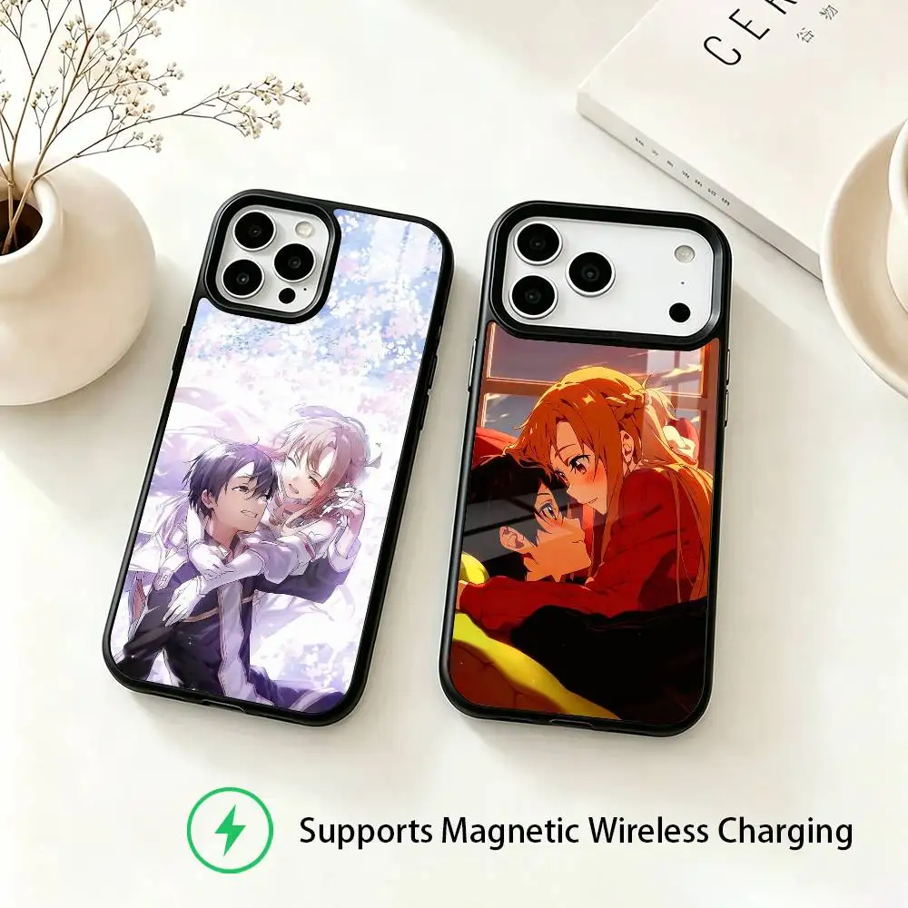 Kirito and Asuna Anime Phone Case For iPhone18,17,16,15,14,13,12,11 Plus,Pro Supports Magnetic Wireless Charging