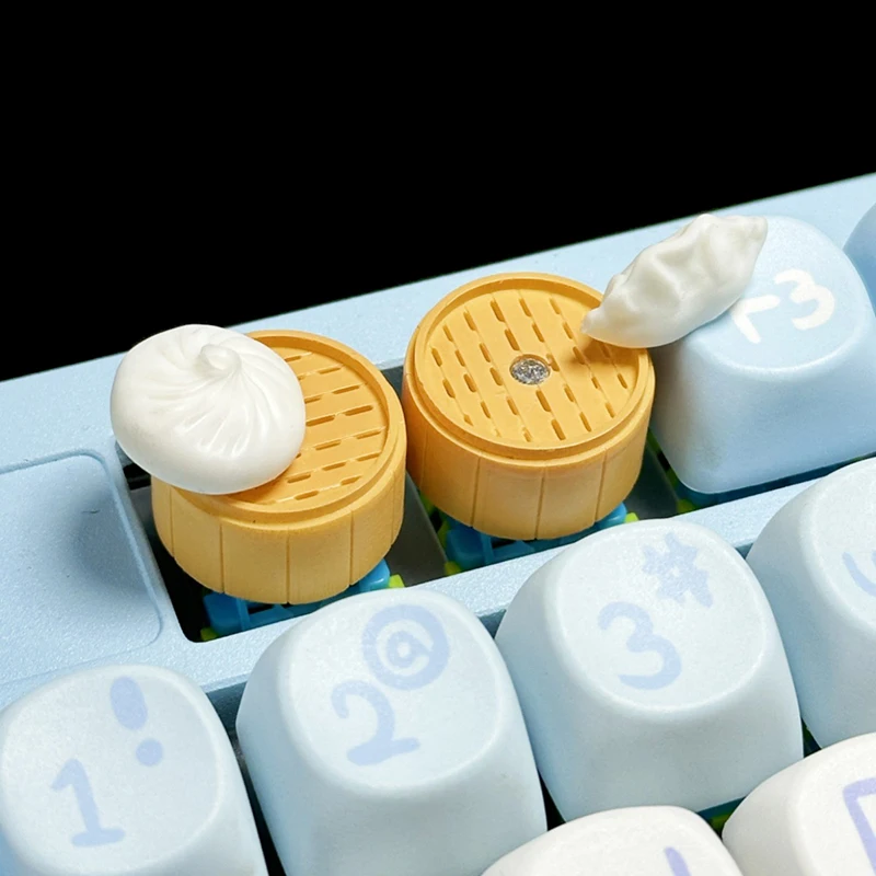Creative Steamed Bun Keycaps Lovely Handmade Dumpling Game Mechanical Keyboard Personality Keycap Cartoon Resin Keycaps Gifts