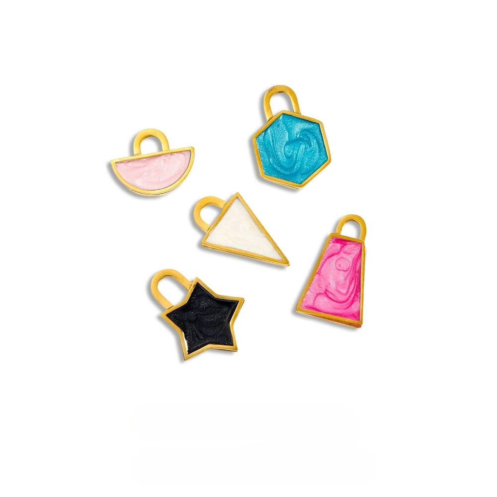 

5 pieces/set Trendy Individuals Stainless-Steel base Gorgeous Oil-Drip Unique Shape Pendant Modern Street DIY Jewelry