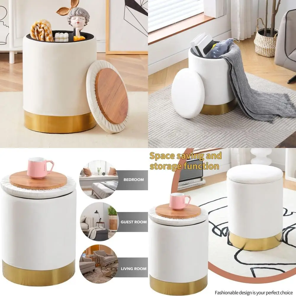 

Modern Velvet Ottoman with Metal Base: Multipurpose Footrest and Stool for Contemporary Vanity Settings