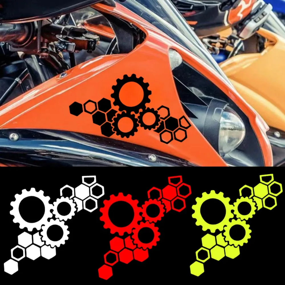 

1Pair Honeycomb Gear Motorcycle Front Face Stickers Refit Waterproof Decals PET Decoration for YAMAHA Suzuki Honda BMW KTM