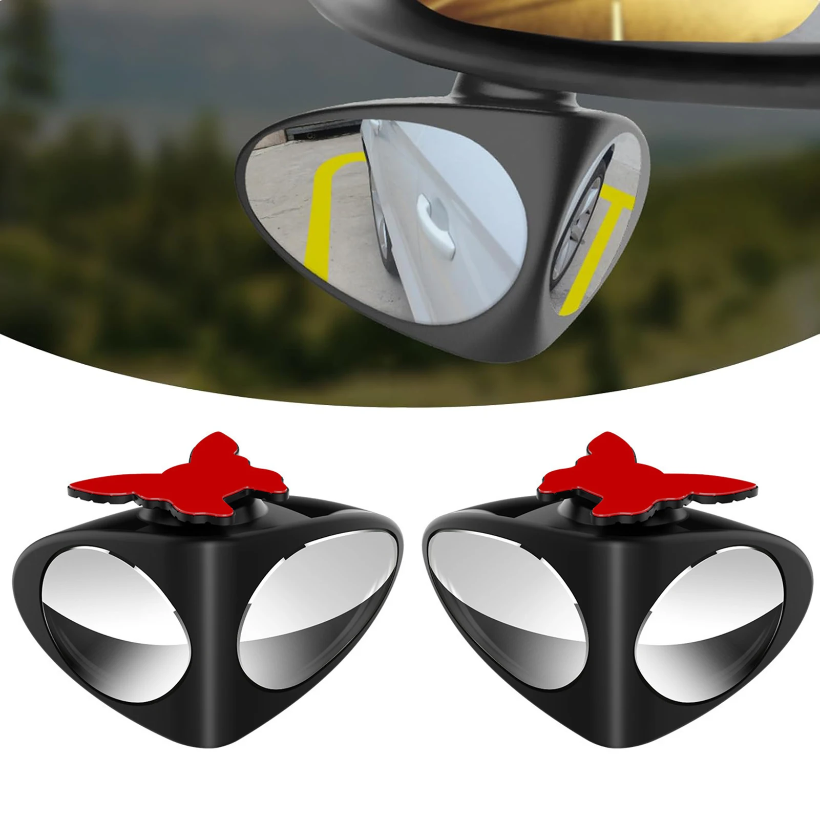 Car Blind Spot Mirror - 1個入り 車用ブラインドスポットミラー フロントホイール補助リアビュー広角ミラー 360度調整可能 安全運転アクセサリー
