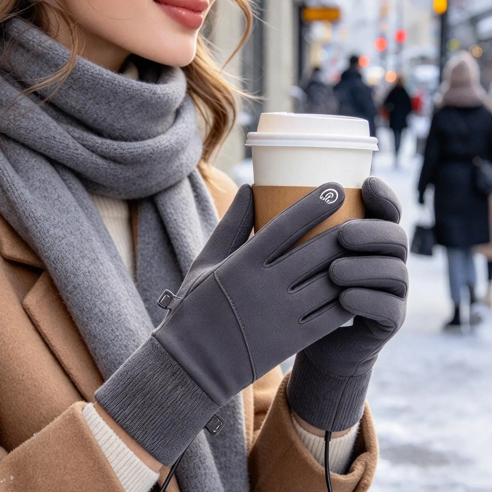 Heated Cycling Gloves USB Heated Waterproof Touchscreen Warm Winter Skiing Gloves For Women Men Outdoor Work Hiking Camping