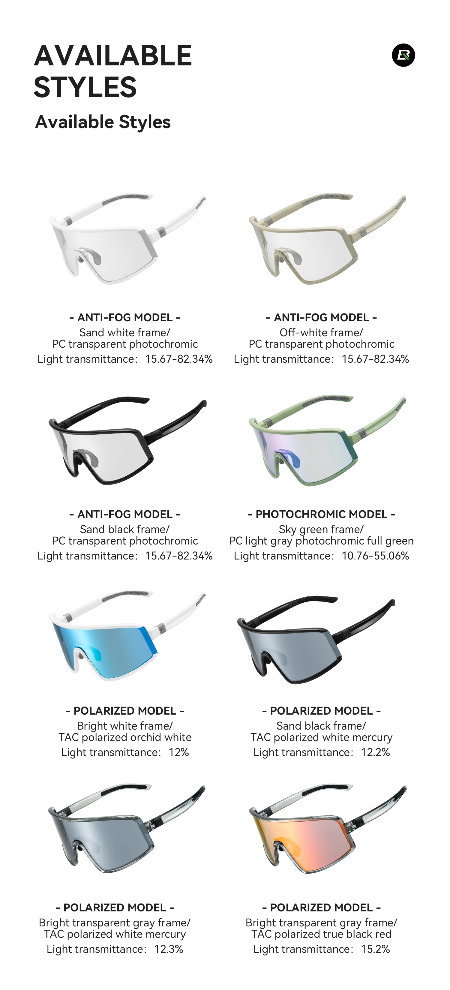 ROCKBROS Radfahrbrille Leichtgewicht Photochromatisch Polarisierte Fahrradbrille Antibeschlag UV400 Sonnenschutz Sonnenbrille für Im Freien Sports – Detail 3