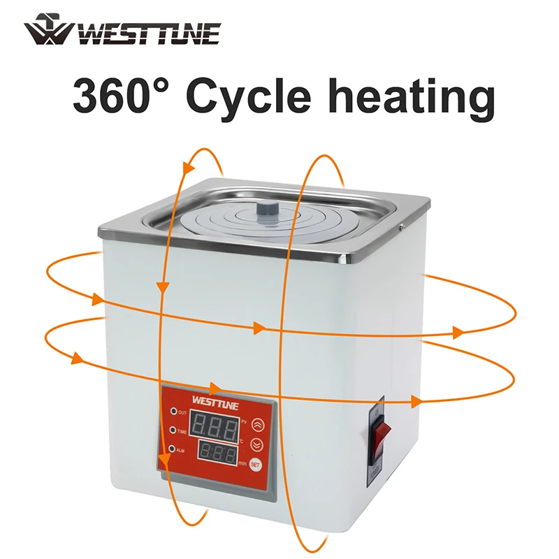 Westtune Labor-Wasserbad-Heizung, Thermostatgeräte, 3 l Fassungsvermögen, Laborausrüstung, Thermostat, Tank, Digitalanzeige, Heizung