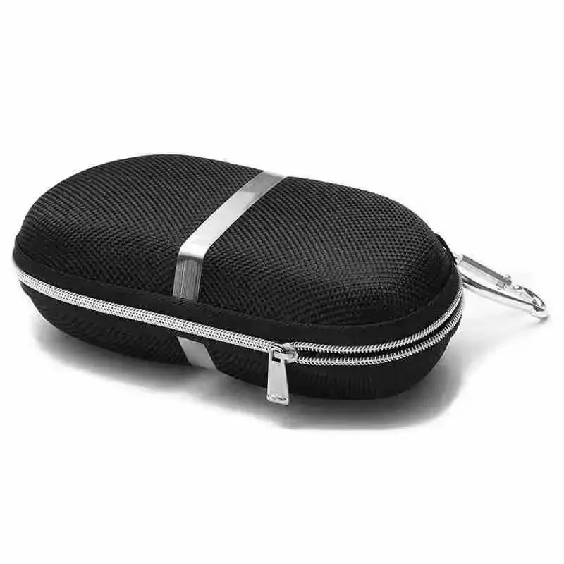 Stylish Hard Eyewear Cases for Men Women Lanyard Zipper Sunglasses Case Women Men Black Eyeglass Cases Classic Sun Glasses Box